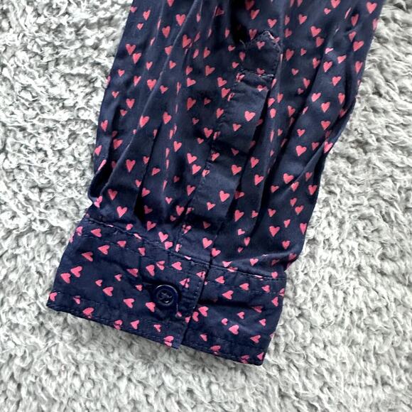 BeachLunchLounge Women's Medium Button Up Blouse Valentin's Day Hearts Flowy - Picture 6 of 10